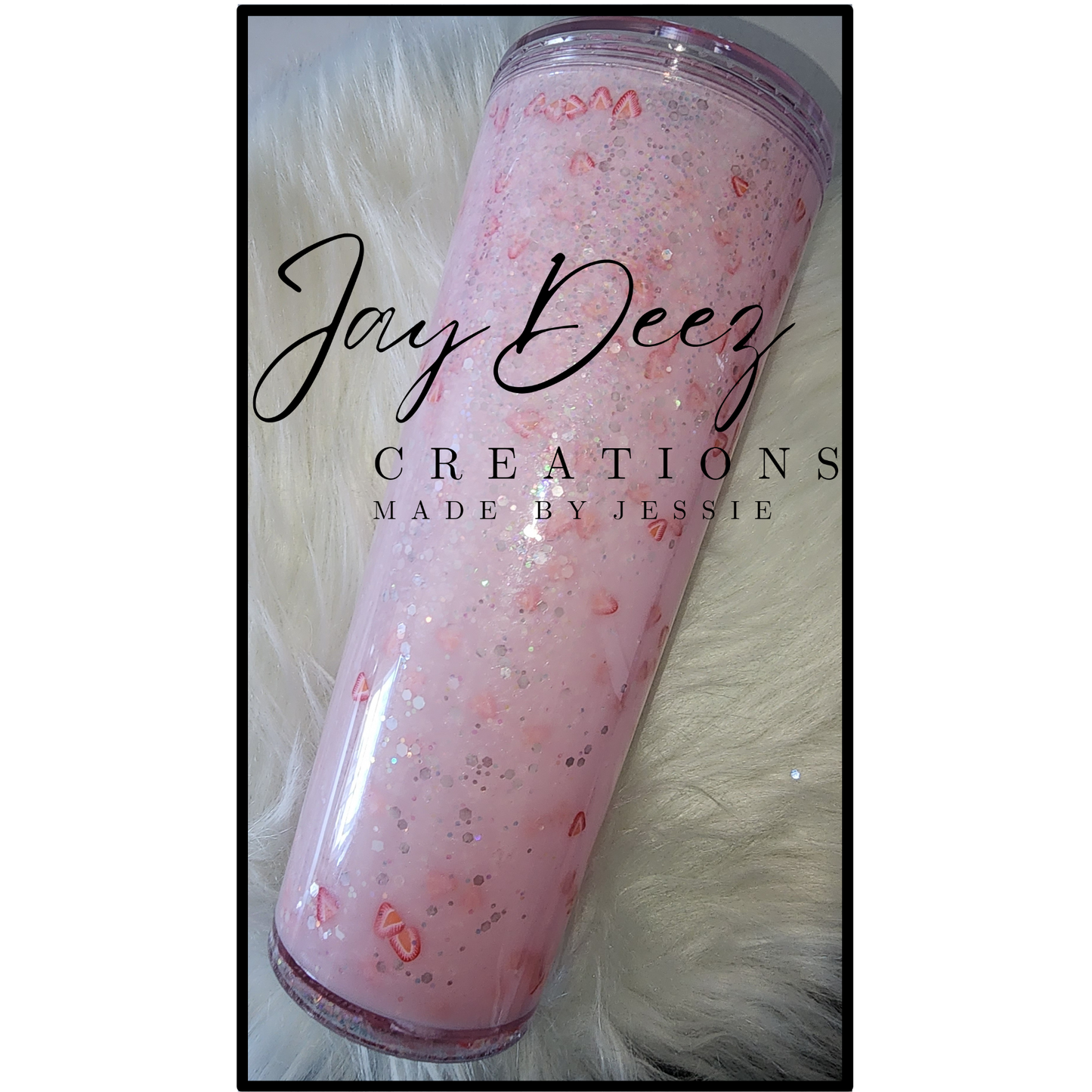Strawberry pink drink tumbler 24oz